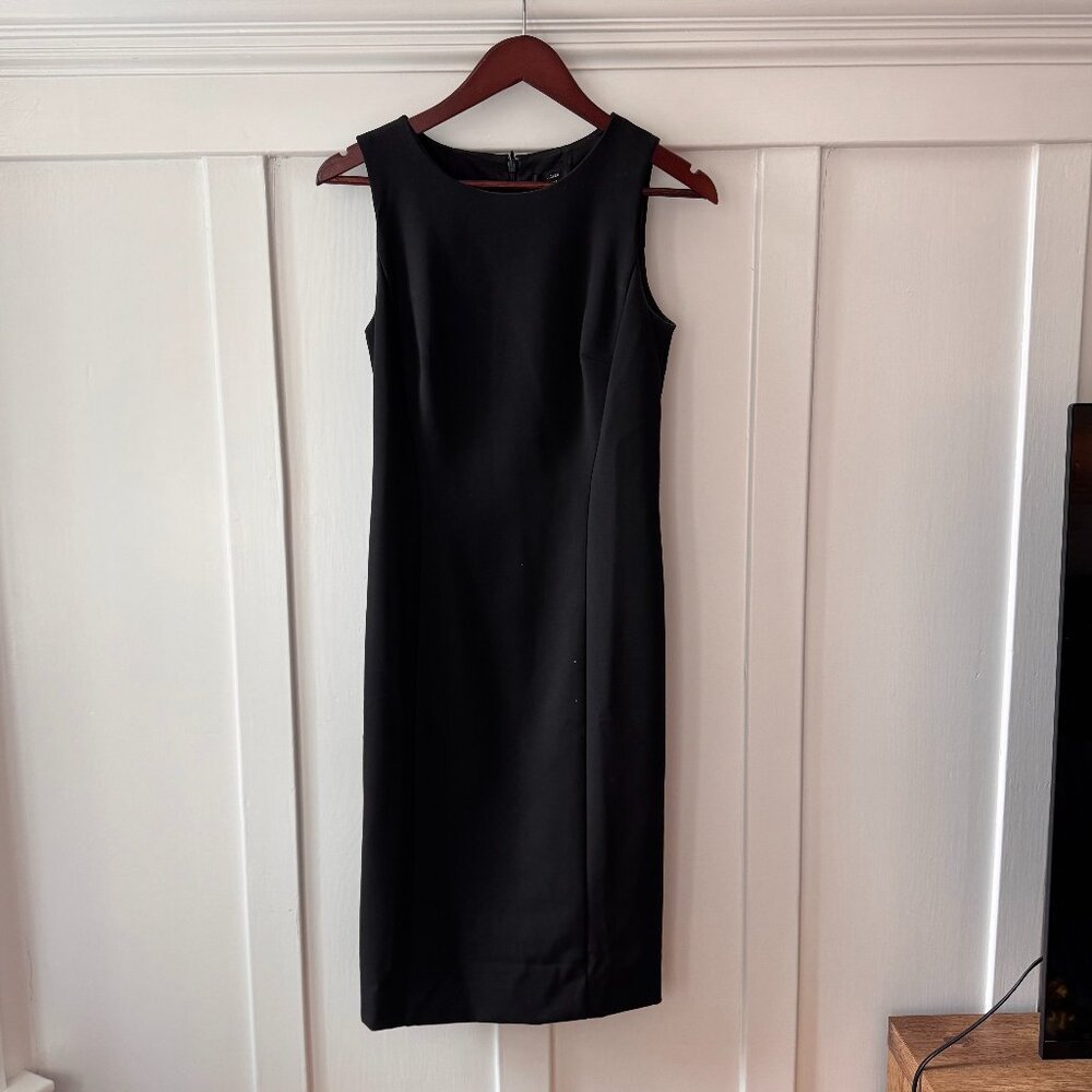 J Crew Long Sheath Dress in Four-Season Stretch (Black / 0) (Style K6081)